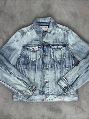 Guess Blue Denim Stone Washed Jean Jacket